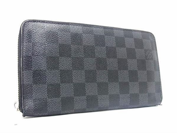 1円 LOUIS VUITTON ルイヴィトン N63077 ダミエグラフィット ジッピーオーガナイザー ラウンドファスナー ウォレット ブラック系 AX1190_画像1