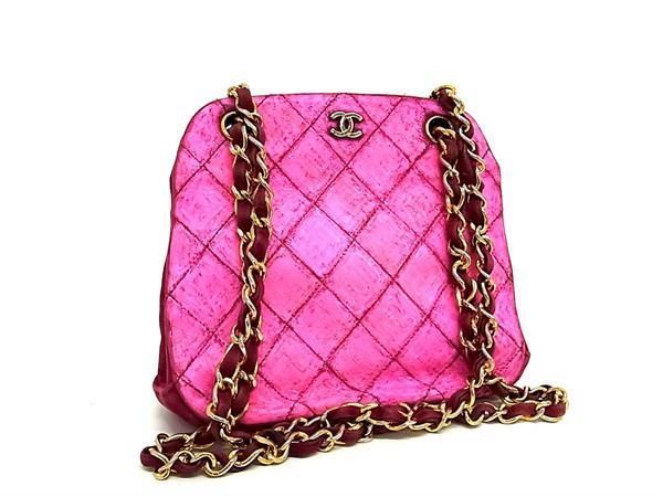 1円 CHANEL シャネル ココマーク マトラッセ スエード チェーン ショルダーバッグ ミニバッグ レディース ピンク系 BF5496_画像1