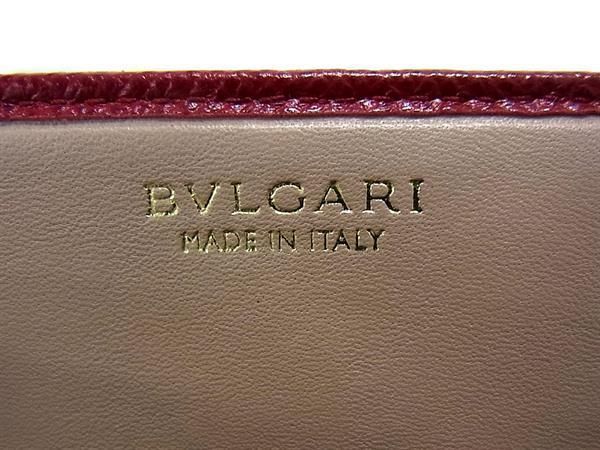 1円 BVLGARI ブルガリブルガリ レザー 二つ折り 長財布 ウォレット レディース メンズ レッド系 AX2255_画像5