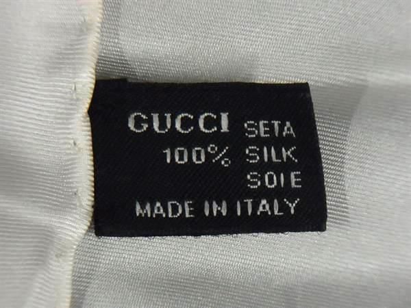 1円 ■美品■ GUCCI グッチ シルク100% ひし形 スカーフ ストール ショール レディース アイボリー系 AX1829_画像4