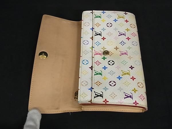 1円 LOUIS VUITTON ルイヴィトン M60004 モノグラムマルチカラー ポシェット ポルト モネ クレディ 二つ折り 長財布 アイボリー系 AX2291_画像3