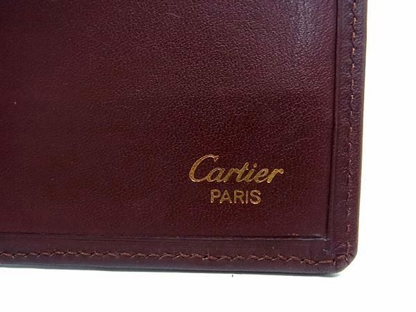 1円 Cartier カルティエ マストライン レザー 二つ折り 長財布 ウォレット 札入れ カード入れ レディース メンズ ボルドー系 AW2749_画像5