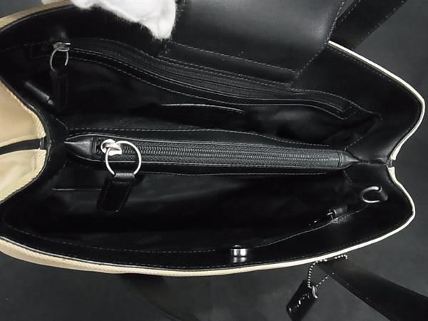 1円 ■美品■ COACH コーチ 7400 ナイロンキャンバス 2WAY クロスボディ トート ハンドバッグ ショルダー ベージュ系×ブラック系 BE9353_画像5