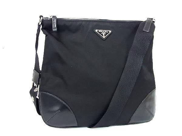 1円 ■美品■ PRADA プラダ テスートナイロン クロスボディ ショルダーバッグ レディース メンズ ブラック系 AX3573_画像1