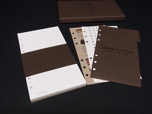 ■極美品■ LOUIS VUITTON ルイヴィトン アジェンダMM用 6穴式 ノート メモ帳 ステーショナリー ホワイト系×ブラウン系 AU8036