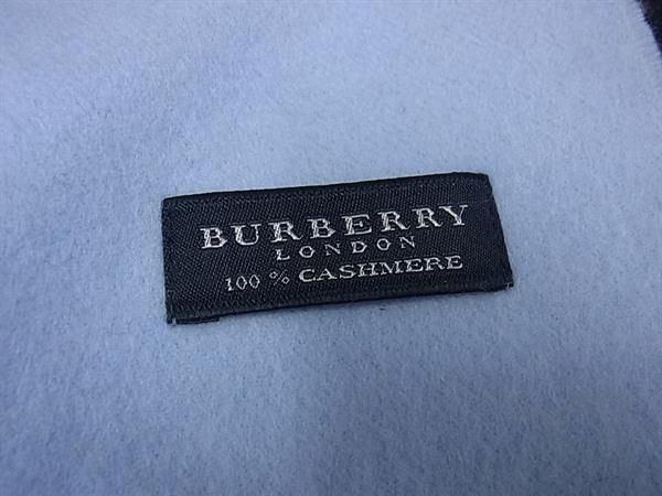 1円 ■極美品■ BURBERRY バーバリー カシミヤ100％ フリンジ ストール マフラー 防寒具 レディース ライトブルー系 AS8445_画像4