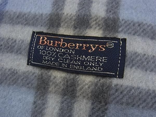 1円 ■美品■ Burberrys バーバリーズ ノバチェック カシミヤ100% フリンジ マフラー ストール ショール ブルーグレー系 BF5394_画像4