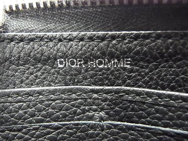 1円 DIOR HOMME ディオールオム レザー ラウンドファスナー 長財布 ウォレット 小銭入れ 札入れ メンズ ブラック系 AS6393_画像5