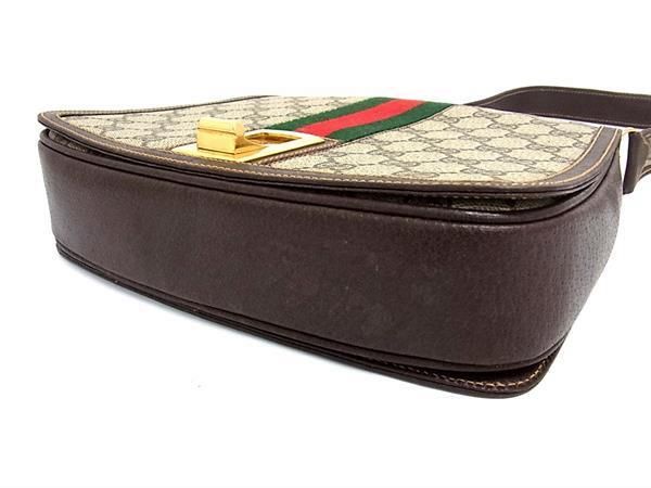 1円 ■美品■ GUCCI グッチ オールドグッチ ヴィンテージ GG柄 PVC×レザー ワンショルダーバッグ ハンドバッグ 肩掛け ブラウン系 AX3462_画像4