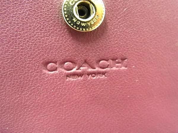 1円 ■美品■ COACH コーチ クロコダイル型押しレザー 二つ折り 財布 ウォレット レディース パープル系 AS6942_画像6