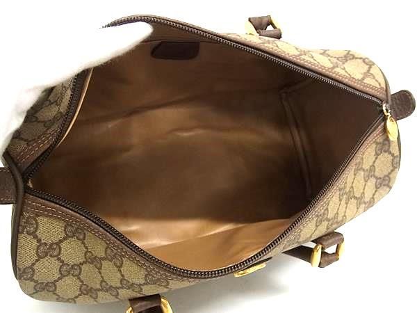 1円 ■美品■ GUCCI グッチ オールドグッチ ヴィンテージ 002・39・6842 GG柄 PVC×レザー ミニボストン ハンドバッグ ブラウン系 AX3386_画像5