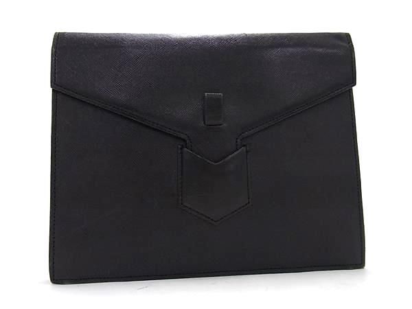 1円 ■美品■ YVESSAINTLAURENT イヴサンローラン ヴィンテージ レザー クラッチバッグ セカンドバッグ ブラック系 AV6151_画像1