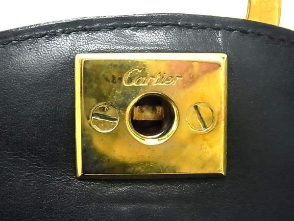 1円 Cartier カルティエ パンテール レザー ショルダーバッグ トート 肩掛け レディース ブラック系 BF5763_画像6