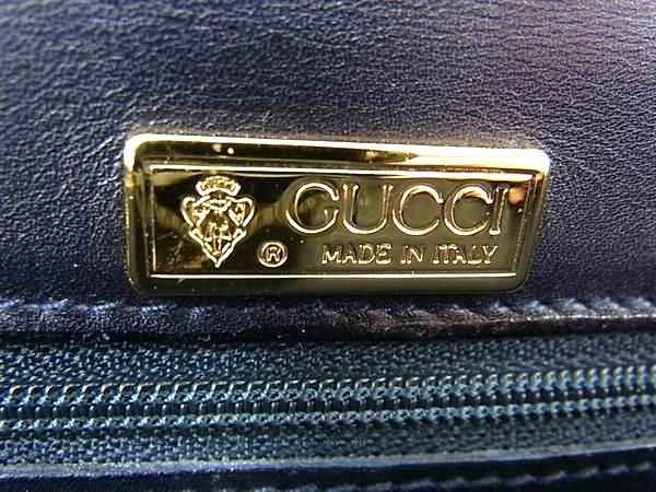 1円 ■美品■ GUCCI オールドグッチ ヴィンテージ バンブー キャンバス ショルダーバッグ クロスボディ レディース ネイビー系 AX3489_画像6