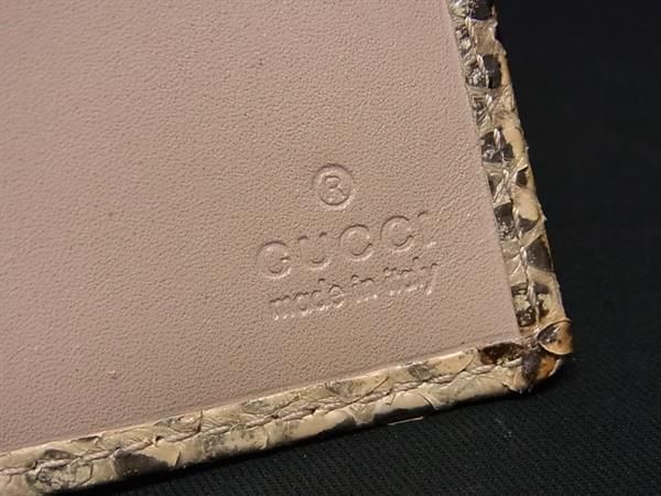 1円 ■極上■本物■ GUCCI グッチ 170426 パイソン 二つ折り 長財布 ウォレット レディース メンズ ベージュ系 AZ0270_画像7