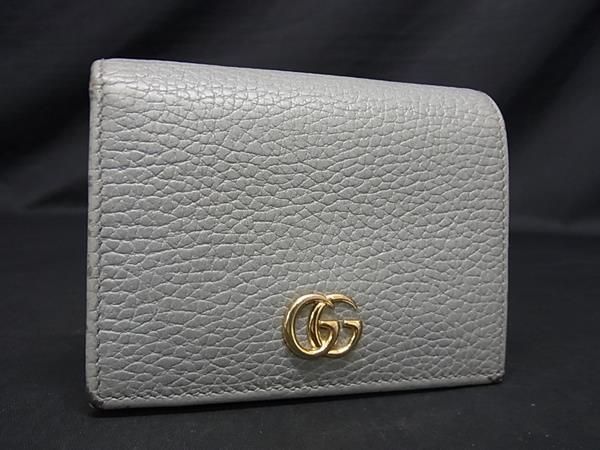 1円 ■美品■ GUCCI グッチ 456126 203887 GGマーモント レザー 二つ折り 財布 ウォレット 小銭入れ 札入れ ライトグレー系 BJ0432_画像1