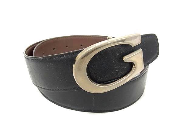 1円 GUCCI グッチ 036 2854 0956 レザー 表記サイズ 65・26 レディース メンズ ブラック系 BF5669_画像1