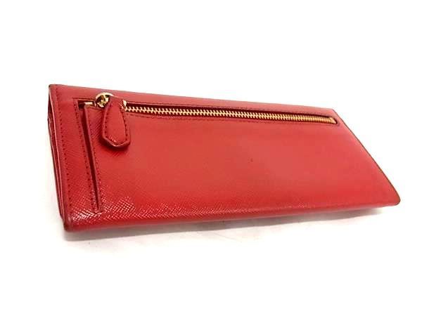 1円 ■美品■ PRADA プラダ サフィアーノレザー 二つ折り 長財布 ウォレット 小銭入れ 札入れ レディース レッド系 FA0632_画像2