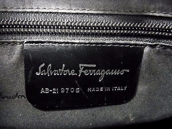 1円 Salvatore Ferragamo フェラガモ AB-21 9705 ナイロンキャンバス 総柄 ワンショルダーバッグ ハンドバッグ 肩掛け ブラック系 BJ0013_画像6