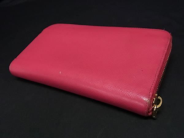 1円 PRADA プラダ 1M0506 サフィアーノレザー ラウンドファスナー 長財布 ウォレット 小銭入れ 札入れ レディース ピンク系 AZ0163_画像2