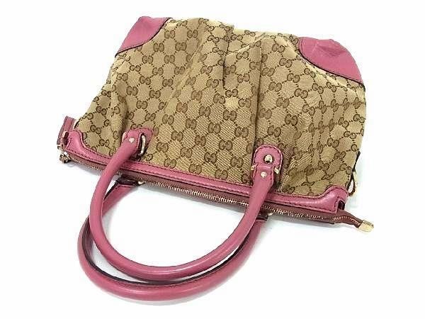 1円 ■美品■ GUCCI グッチ 247902 スーキー GG柄 GGキャンバス×レザー ハンドバッグ トート ショルダー 肩掛けかばん ベージュ系 BG7699_画像3