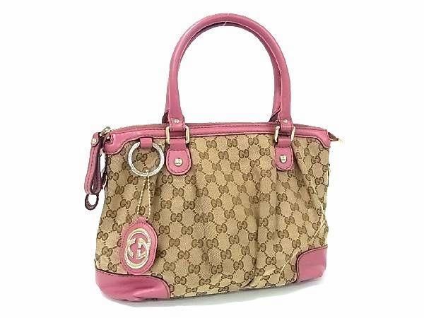 1円 ■美品■ GUCCI グッチ 247902 スーキー GG柄 GGキャンバス×レザー ハンドバッグ トート ショルダー 肩掛けかばん ベージュ系 BG7699_画像1