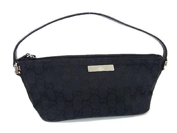 1円 ■美品■ GUCCI グッチ 039 1103 2123 GGキャンバス ハンドバッグ ミニバッグ ポーチ マルチケース レディース ブラック系 BJ0007_画像1