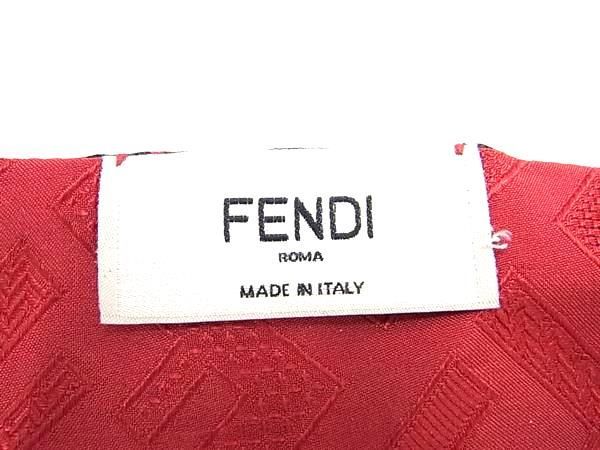 1円 ■美品■ FENDI フェンディ ラッピー 総柄 リボンスカーフ ツイリー レディース レッド系×ブラック系 AS9979_画像3