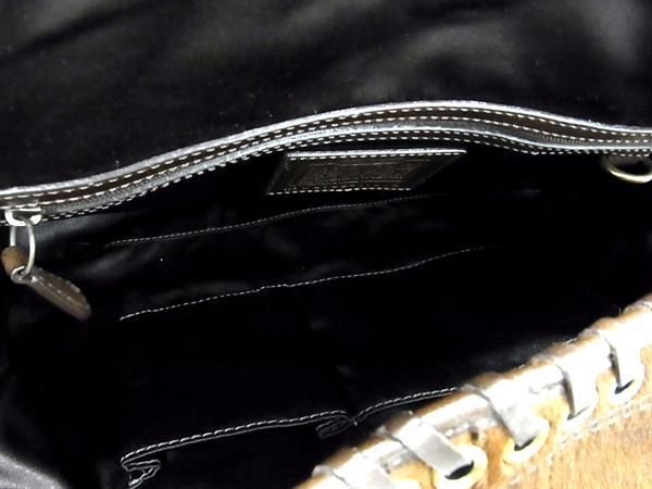 1円 ■美品■ COACH コーチ ハラコ×レザー ターンロック ハンドバッグ トート ショルダー 肩掛けかばん レディース ブラウン系 BJ0651_画像5