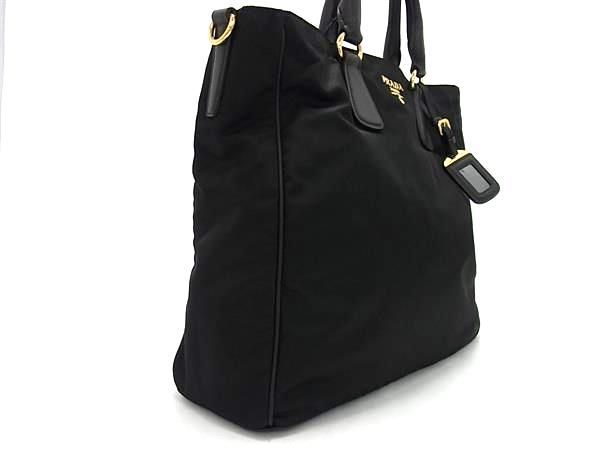 ■極美品■ PRADA プラダ BN2326 テスートナイロン×サフィアーノレザー 2WAY ショルダーバッグ ハンドバッグ ブラック系 AX3867_画像2