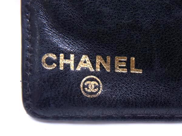 1円 CHANEL シャネル ココマーク キャビアスキン 二つ折り 長財布 ウォレット 小銭入れ 札入れ カード入れ レディース ブラック系 AZ0116_画像9