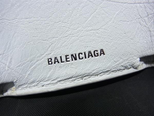 1円 BALENCIAGA バレンシアガ 391446 レザー 三つ折り ペーパーミニウォレット 財布 ホワイト系 FA0883_画像7