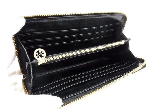 1円 ■美品■ TORY BURCH トリーバーチ パテントレザー ラウンドファスナー 長財布 ウォレット 小銭入れ 札入れ ブラック系 BJ0900_画像3