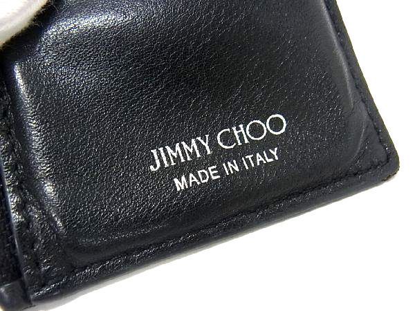 1円 ■美品■ JIMMY CHOO　ジミーチュウ ケイシー レザー パスケース カードケース コインケース カード入れ ブラック系 AV8032_画像4