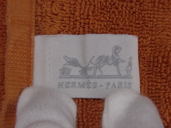 HERMES エルメス ラビリンス コットン100％ ハンドタオル メンズ レディース オレンジ系 DD1350_画像4