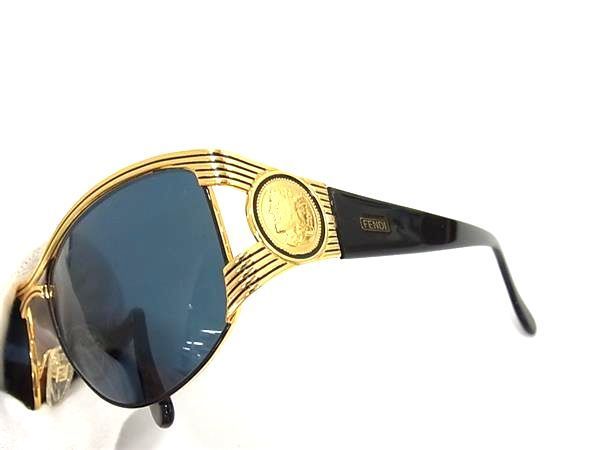 1円 ■極美品■ FENDI フェンディ FS 232 59□15 col.201 120 サングラス メガネ 眼鏡 メンズ レディース ゴールド系×ブラック系 AV7001_画像3