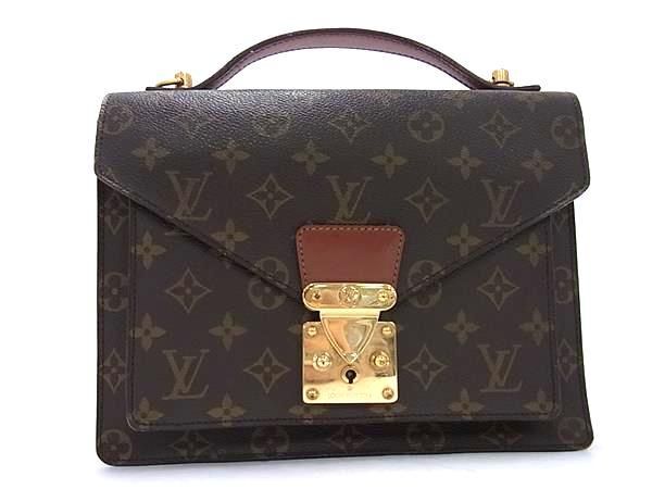 1円 LOUIS VUITTON ルイヴィトン M51187 モンソー26 モノグラム ハンドバッグ メンズ レディース ブラウン系 BF5746_画像1