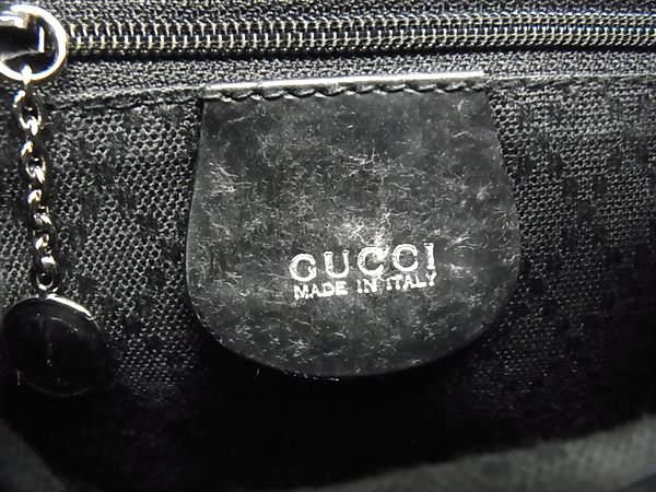 1円 GUCCI グッチ 003 1705 0030 バンブー ナイロン×レザー 巾着型 ミニ リュックサック バックパック レディース ブラック系 BI0956_画像6