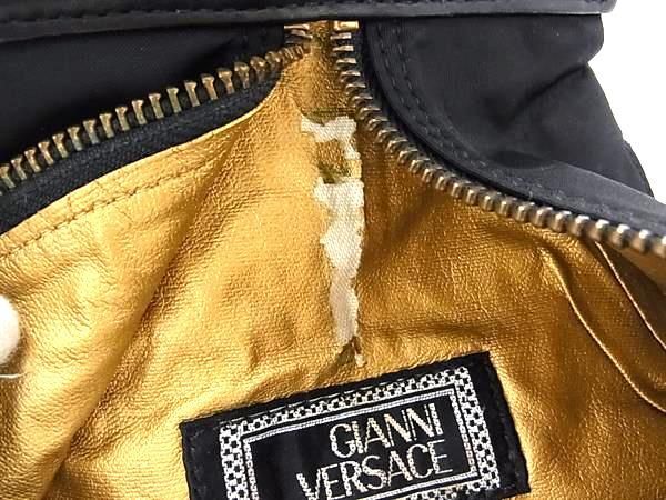 1円 ■美品■ GIANNI VERSACE ジャンニ ヴェルサーチ サンバースト ナイロン×レザー リュックサック デイパック ブラック系 AX2746_画像7