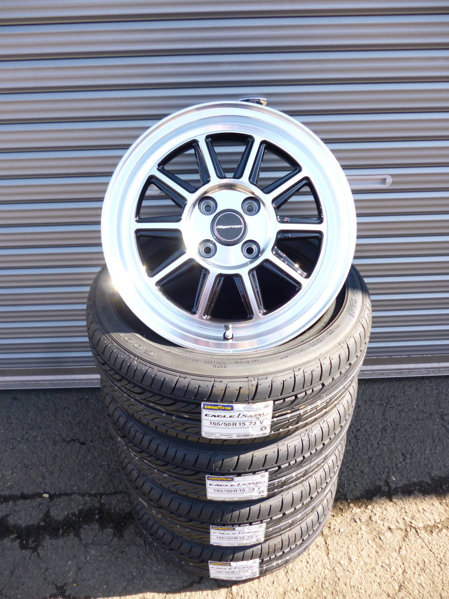 フェニーチェRX4☆グッドイヤーLS2000ハイブリッドⅡ☆165/50R15☆ブラックポリッシュ☆軽自動車・コペン・ルークス・パレット・ラパン等に_画像1