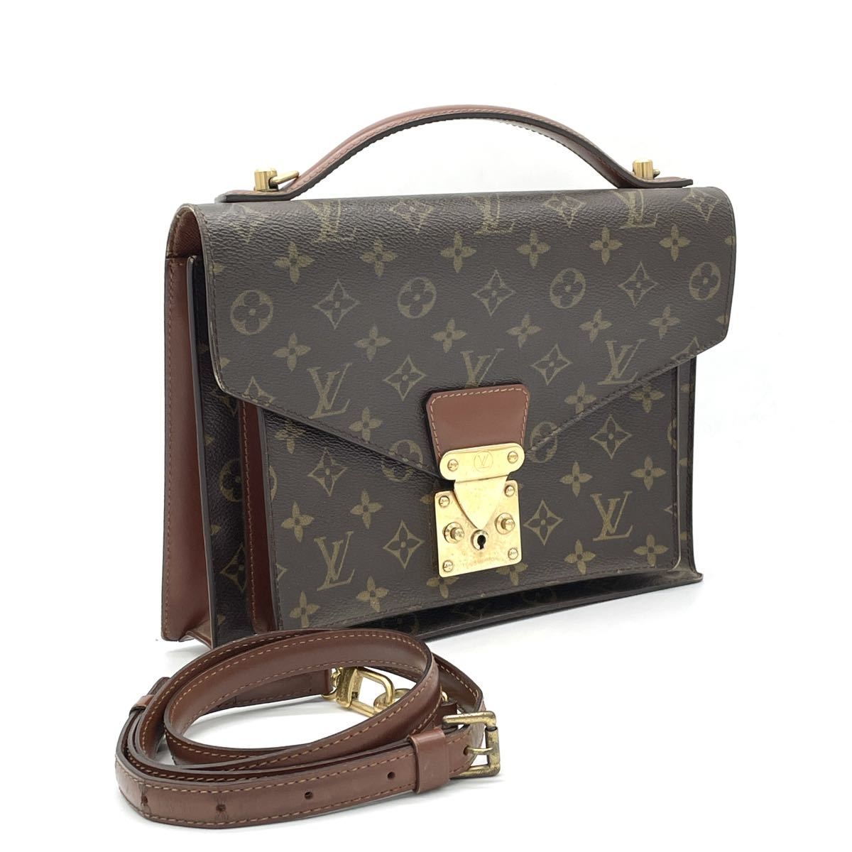 1円 べたなし LOUIS VUITTON ルイヴィトン モノグラム モンソー 2way ハンドバッグ ショルダー レディース メンズ M51185