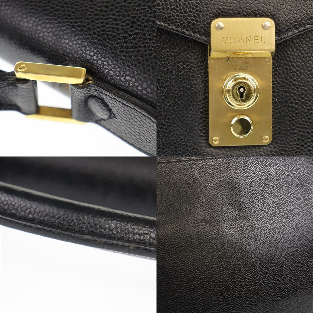 シャネル CHANEL ビジネスバッグ ブラック ゴールド金具 レザー ブリーフケース 中古B 275820_画像5