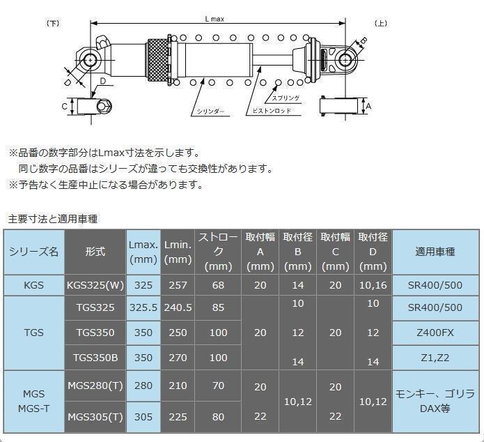 カヤバ　TGS350B　GASショック(2本SET)Z2/Z1【新品・未使用】_画像6