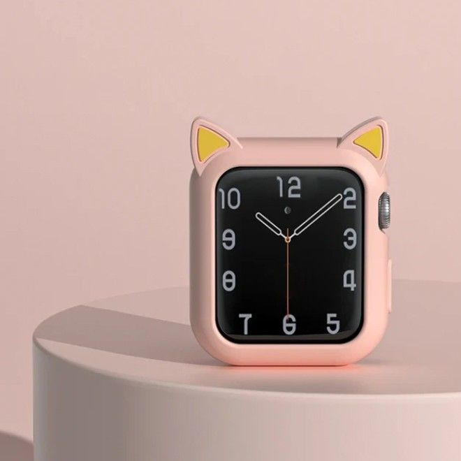 【38mm/40mm】ピンク 耐衝撃シリコン☆猫耳Apple Watchケース アップルウォッチケース シリコンカバー ネコ