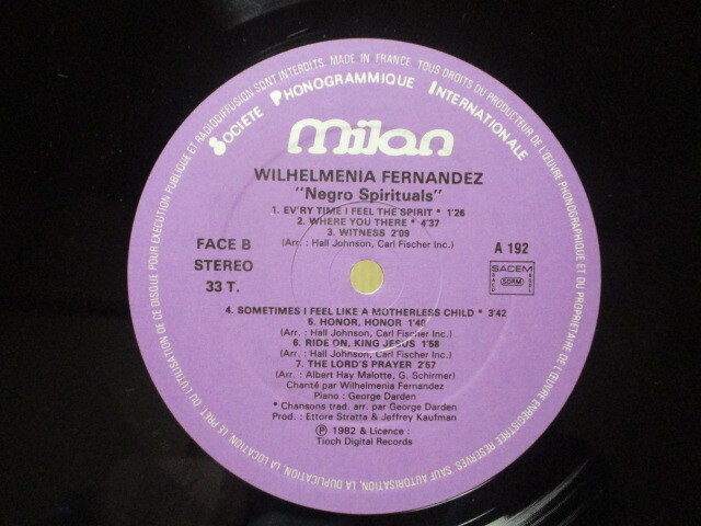 Wilhelmenia Fernandez ウィルヘルメニア・フェルナンデス NEGRO SPIRITUALS 黒人霊歌を歌う LP ピアノ George Darden ジョージ・ダーデン_画像5