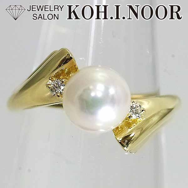 【国内正規総代理店アイテム】 ミキモト アコヤパール パール 真珠 アコヤ MIKIMOTO 9号 リング K18YG 18金イエローゴールド ダイヤモンド 7.1mm アコヤ真珠
