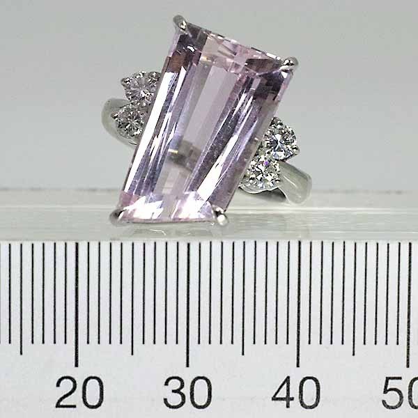 クンツァイト 12.37ct ダイヤモンド 0.49ct プラチナ PT900 リング 12号_画像7