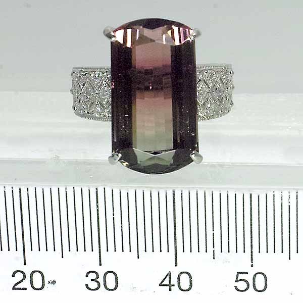 パーティーカラードトルマリン 15.71ct ダイヤモンド 0.18ct プラチナ Pt900 リング 14号 トルマリン_画像7