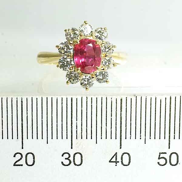 ルビー 1.139ct ダイヤモンド 1.00ct 18金イエローゴールド K18YG リング 11号_画像7