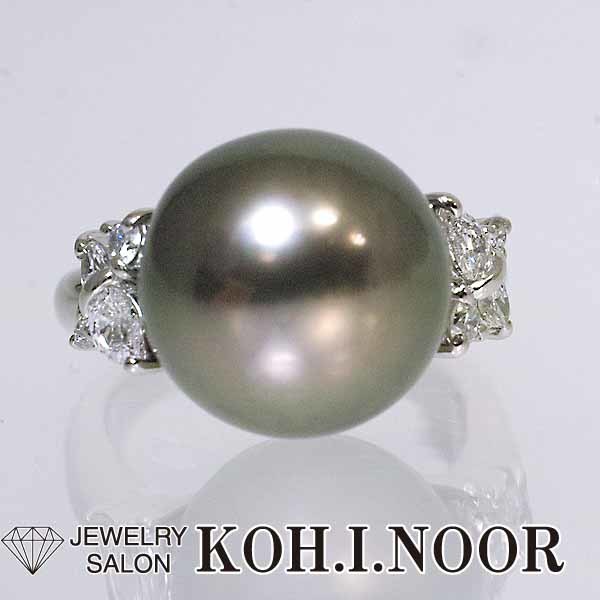 人気のクリスマスアイテムがいっぱい! Pt900 プラチナ 0.45ct ダイヤモンド 13.3mm ブラックパール リング パール クロチョウ 真珠 10号 黒蝶(くろちょう)真珠